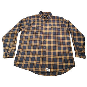 G.H. Bass & Co. Men's Gray Checkered Button-Up Long-Sleeved Shirt Large